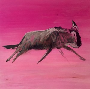 Wildebeest Pink Acryl on Canvas, 50x50cm                    